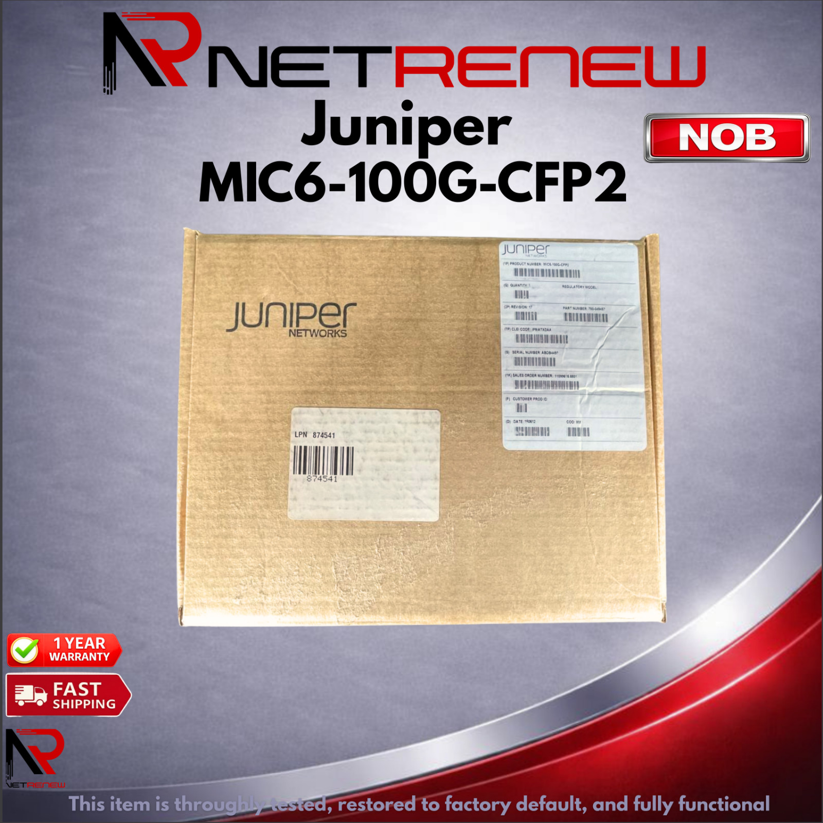 NOB Juniper MIC6-100G-CFP2  MX Series 2x100G CFP2 Ethernet OTN MIC
