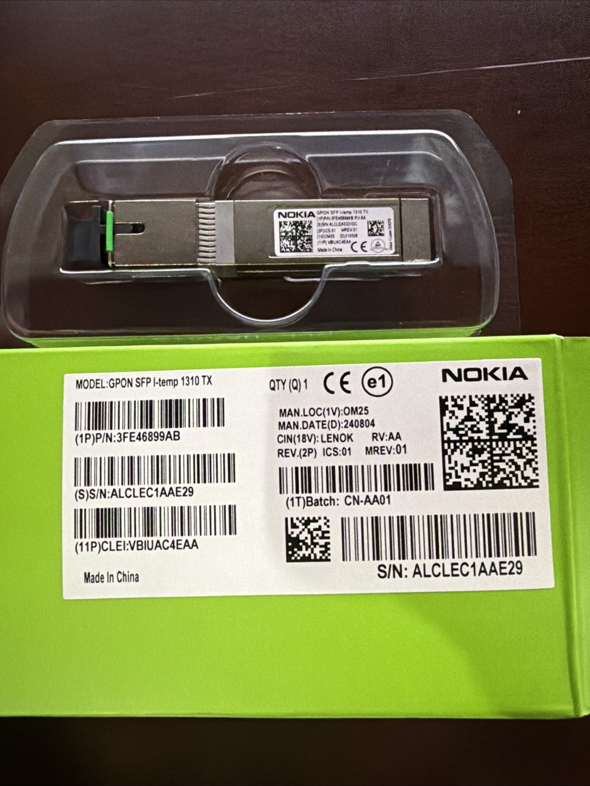 Brand New Genuine Nokia GPON SFP I-Temp 1310 TX Optical Transceiver (3FE46899AB)