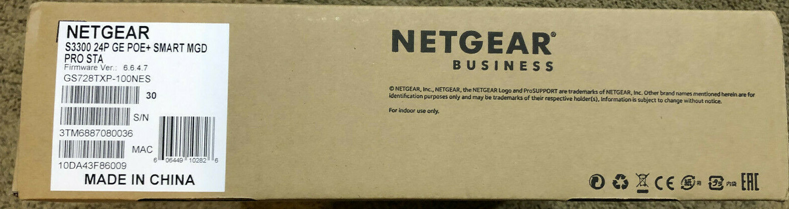 ~NEW~ NETGEAR GS728TXP ProSafe S3300 28 port PoE+ Gigabit Stackable Smart Switch