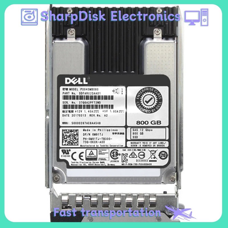 New M91TJ 0M91TJ PX04SMB080 Dell 800GB 12Gbps SAS WI MLC 2.5'' SSD 14/15/16G KIT