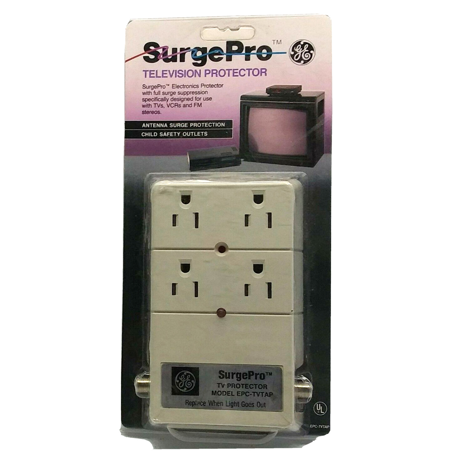 1987 GE Surge Pro Television Surge Protector Coaxial For Older TV VCR Stereo's