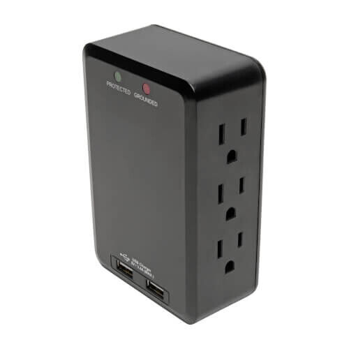 Tripp Lite 6-Outlet Side Load Direct Plug-In Surge Protector - 2 USB Ports