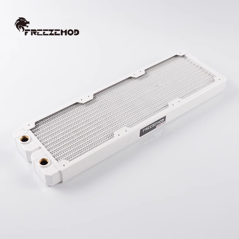 Freezemod 360mm Computer Water-Cooled Copper Radiator Row 14 Flat Tubes White