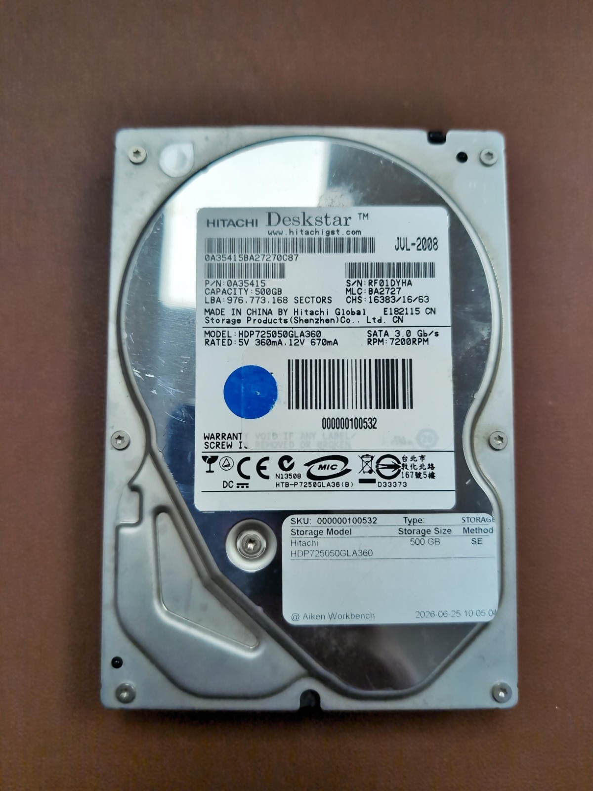 Lot of 11 3.5" SATA 500GB 7,200 RPM HDD Mixed Brand - Tested Working