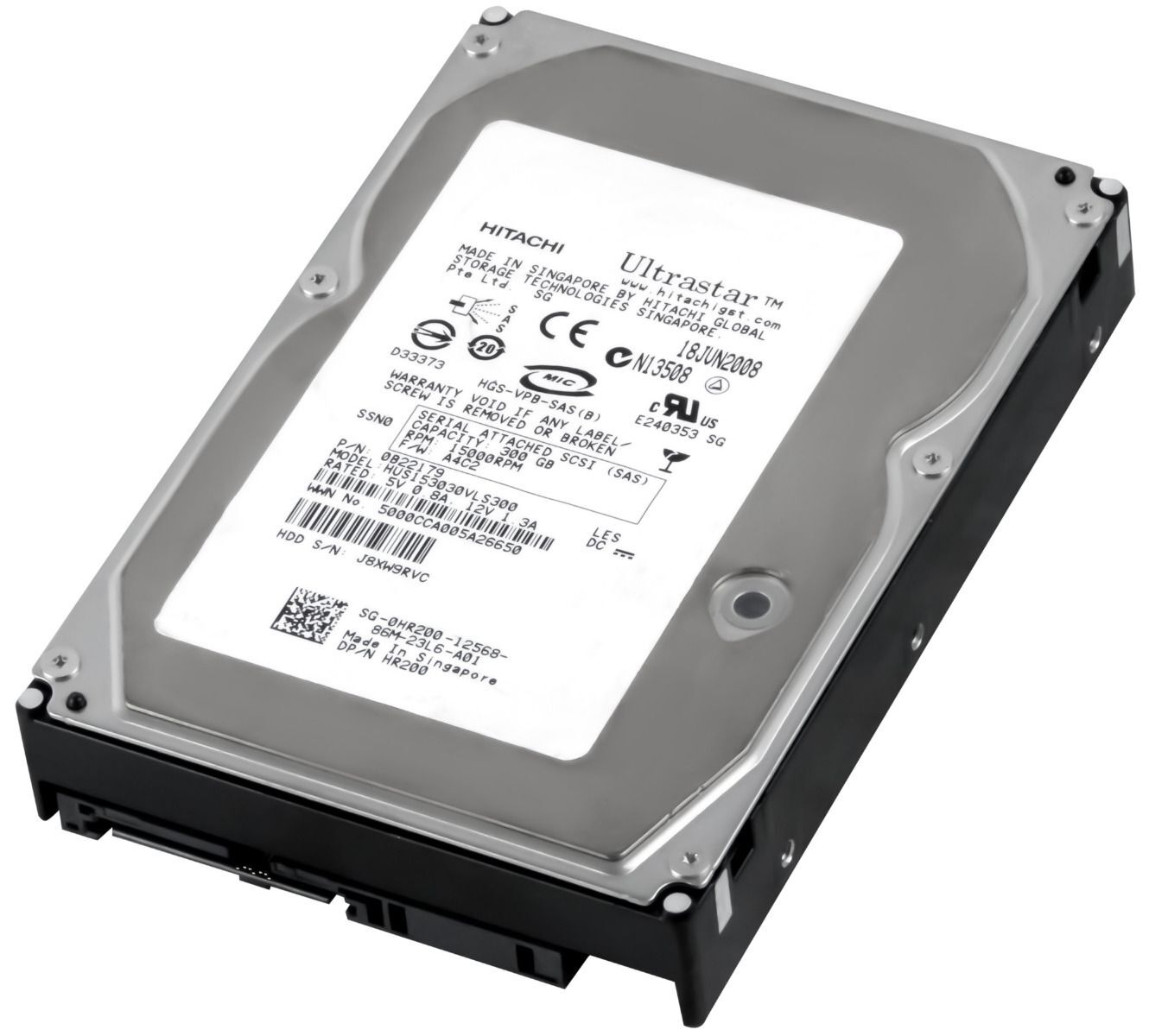 HARD DRIVE DELL 0HR200 HUS153030VLS300 300GB 15K 16MB SAS-1 3.5''
