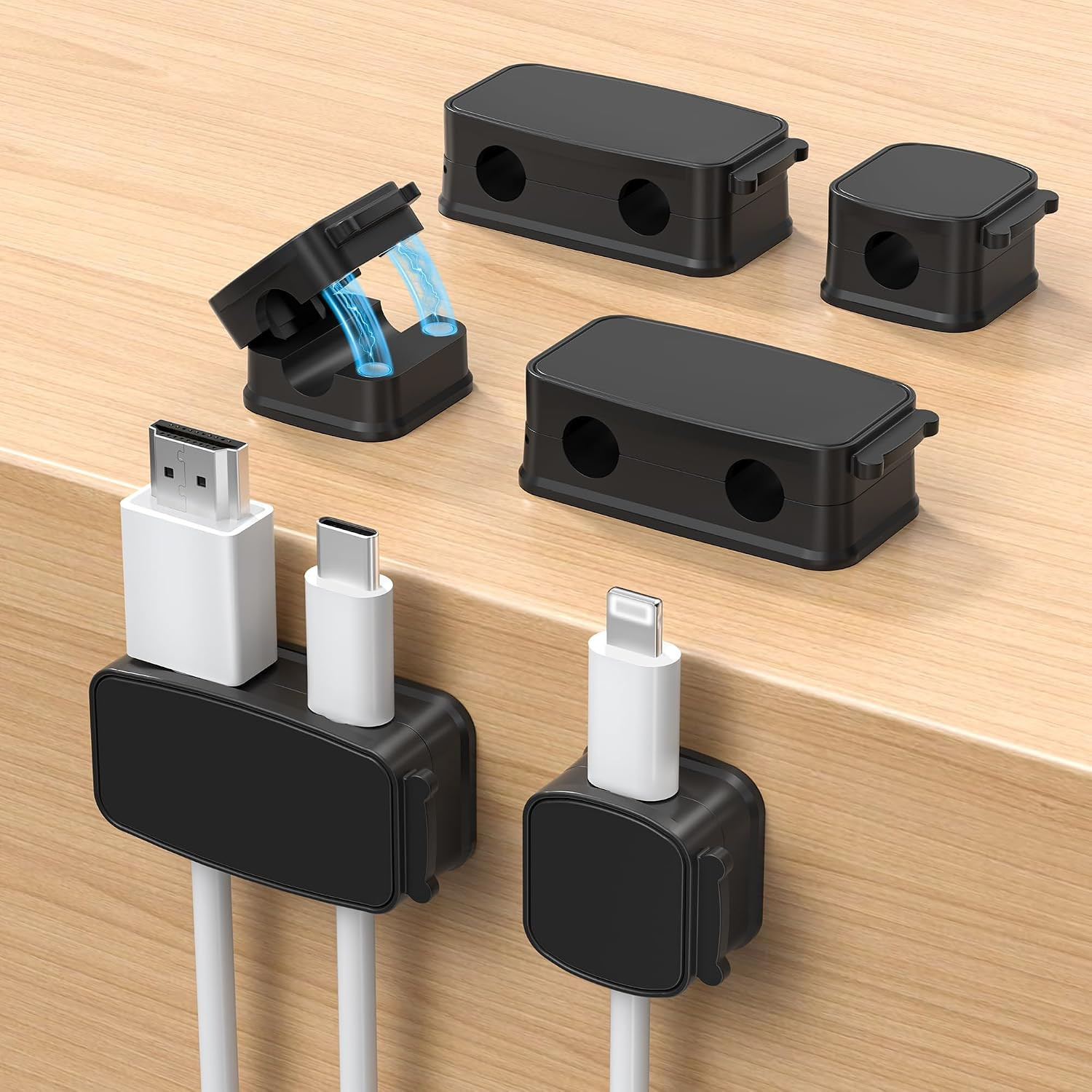 Organizador cables magnetico 6 piezas clips adhesivos para cargador y cables usb