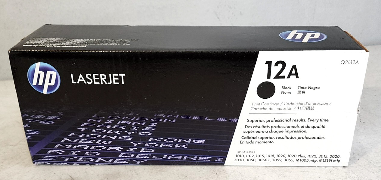HP 12A Q2612A Black Toner Cartridge LJ 1010 3055 Genuine New Sealed Bag Open Box