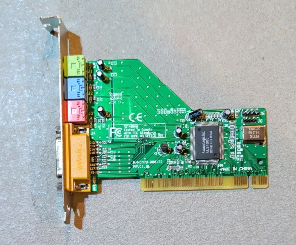 Vintage Avance Logic ALS4000 PCI Sound Card Retro Gaming SC4000 MPB-000122