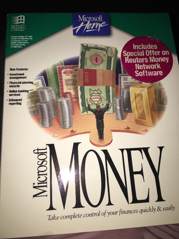 Microsoft Money Disks Home 3.5" Floppy Discs=Fits Windows-RARE VINTAGE-SHIP 24HR