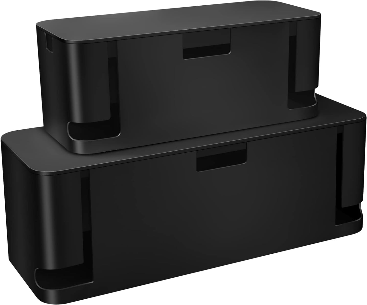 2 Pack Cable Management Box, Medium & XL, Power Strip Organizer Black