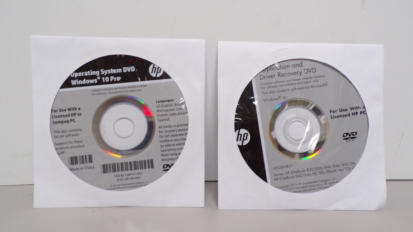 HP Operating System DVD Windows 10 Pro, Recovery and Driver ProBook 640/650 G5