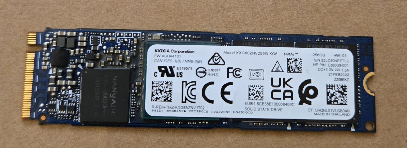 Kioxia XG6 256GB KXG60ZNV256G PCIe Gen 3.0 x4 4GB/s(PLEASE READ)