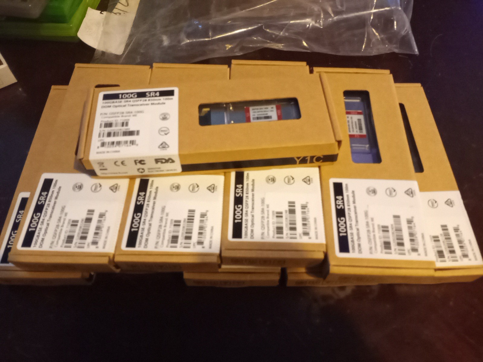 Lot Of 10 FS 100GBASE-SR4 QSFP28 850nm 100m DOM MMF Optical Transceiver Modules 