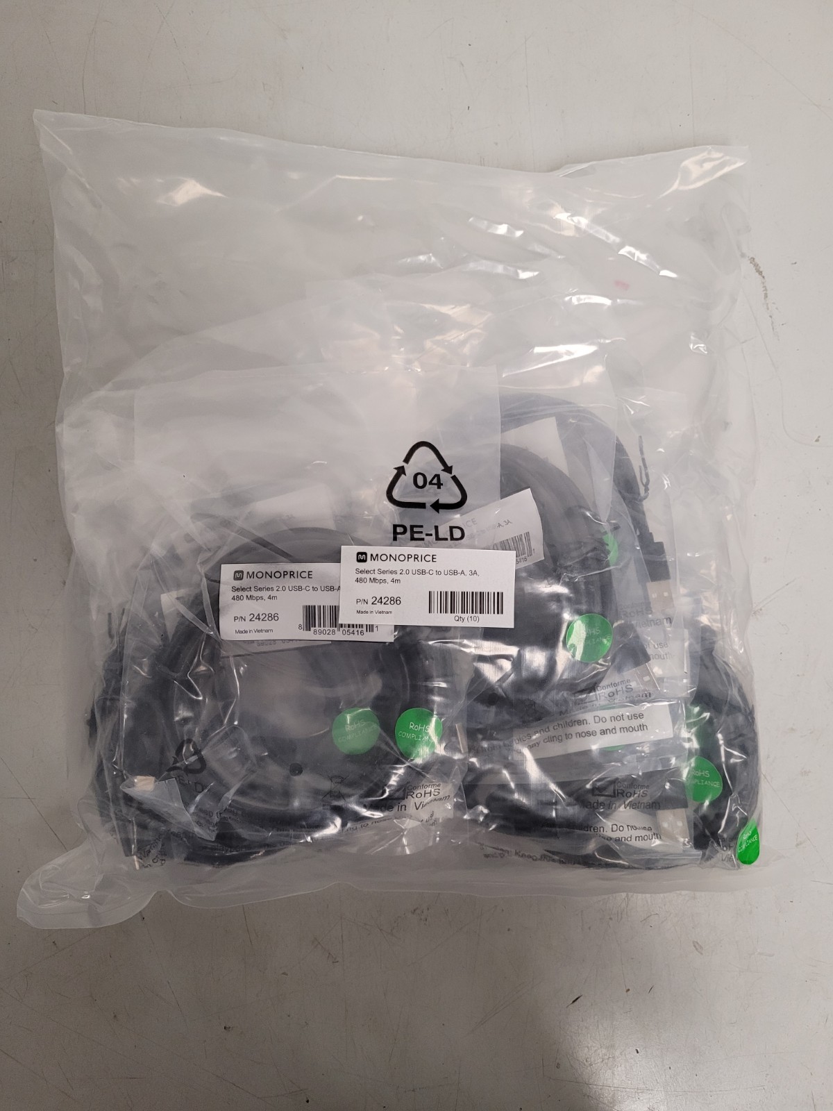Qty 5- 10x Monoprice 24286 Monoprice Essentials Usb TypeC To Usb a 2.0 Cable NEW