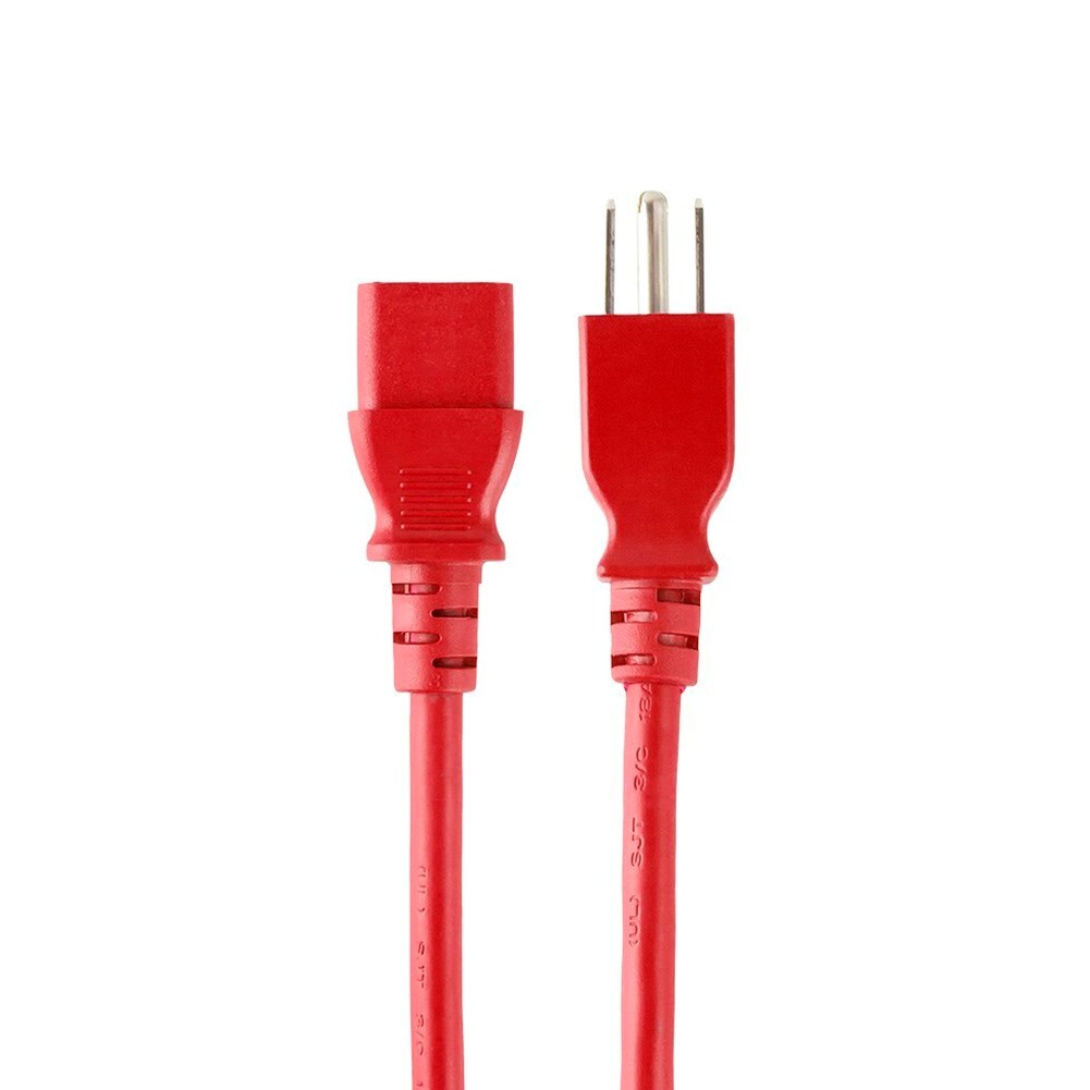 4x 2FT Power Cord Cable Extension NEMA 5-15P to IEC 60320 C13 18AWG 3-Prong Red