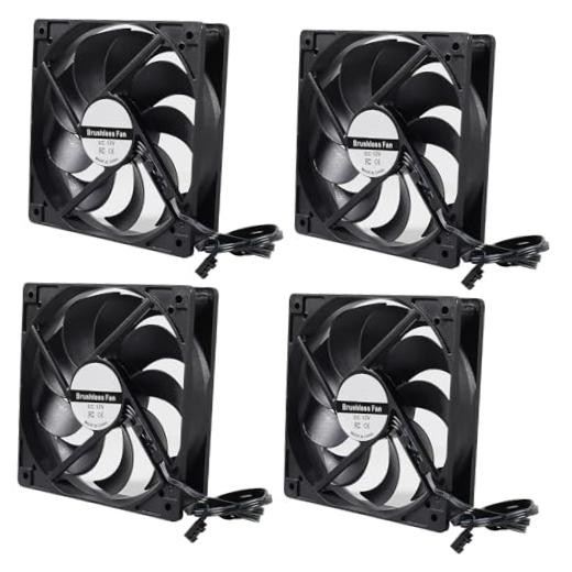 4-Pack 120mm 120x120x25mm 12V Black Computer Case Fans High Performance