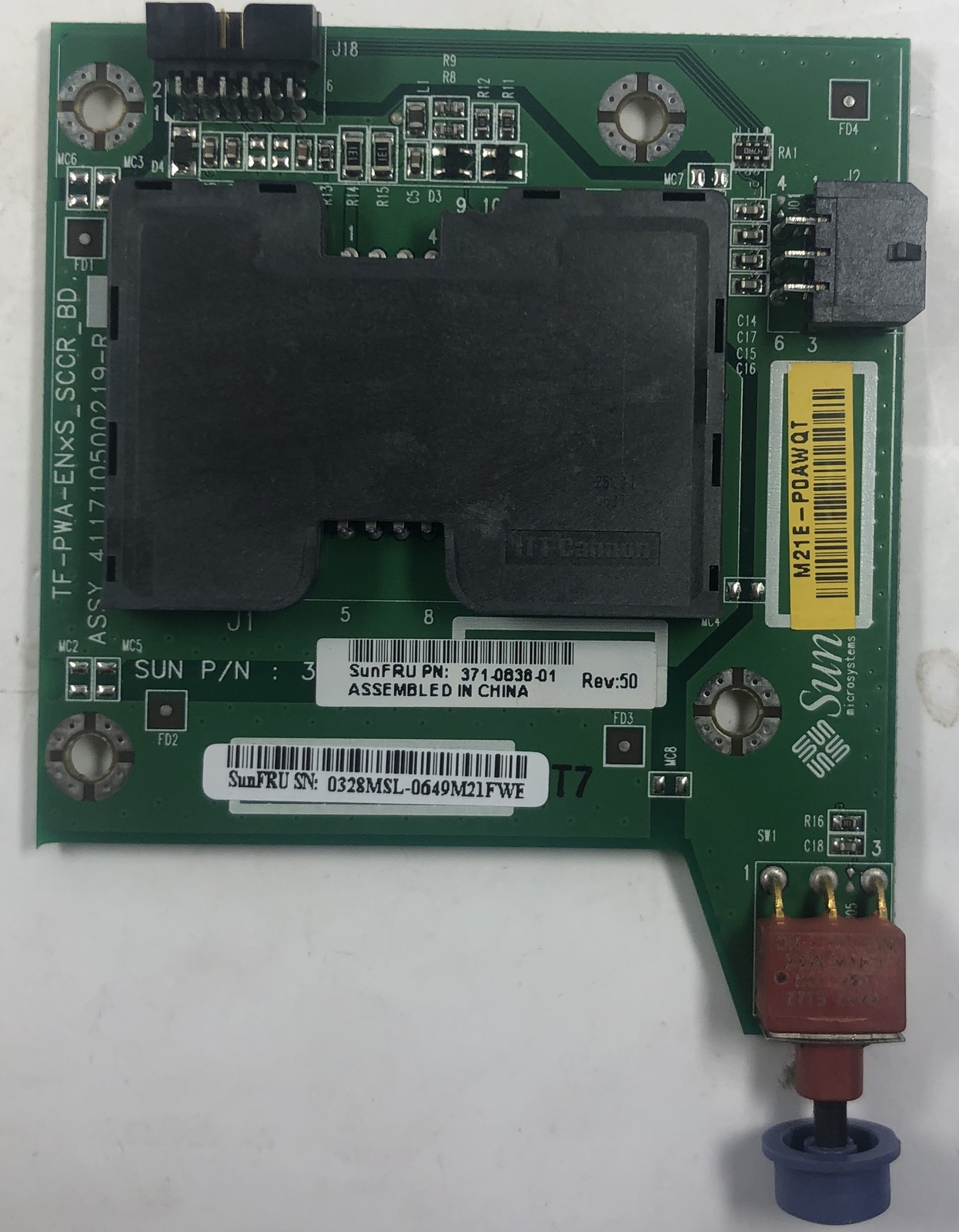 Sun Sunfire V240 Server System Configuration Card Reader- 371-0838-01