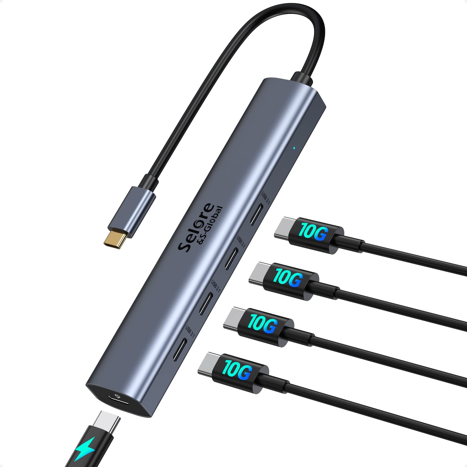 10Gbps USB-C Hub, 5-Port Splitter with 100W 4-in-1, Hub