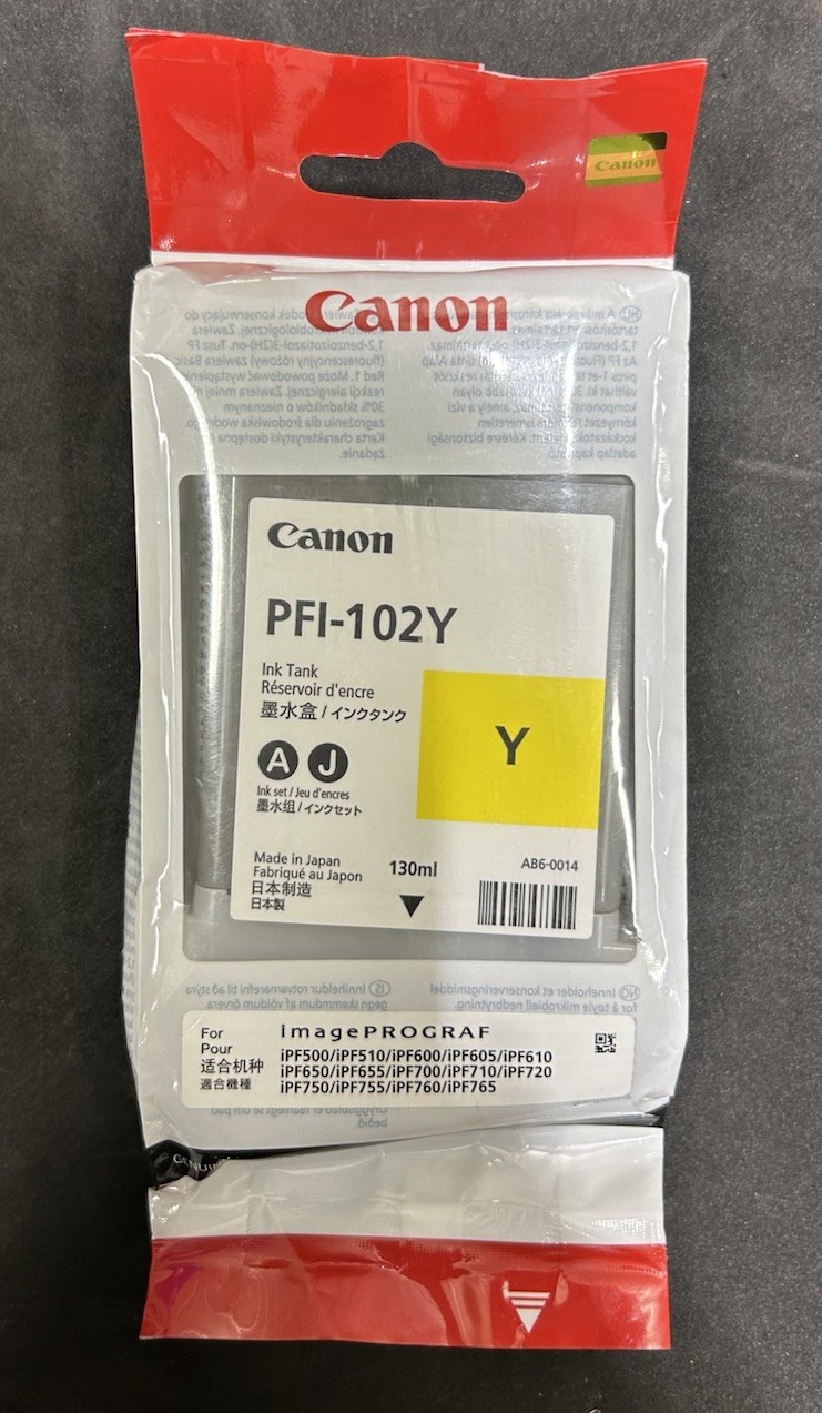 Canon PFI-102Y Yellow Ink Tank 130mL Cartridge 0898B001 NEW SEALED 07/2024
