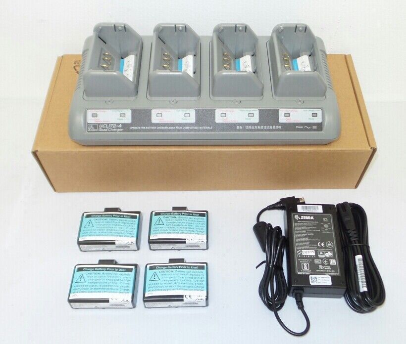 Zebra ZQ510 4 Slot Battery Charger with 4 Batteries UCLI72-4 / P1051378