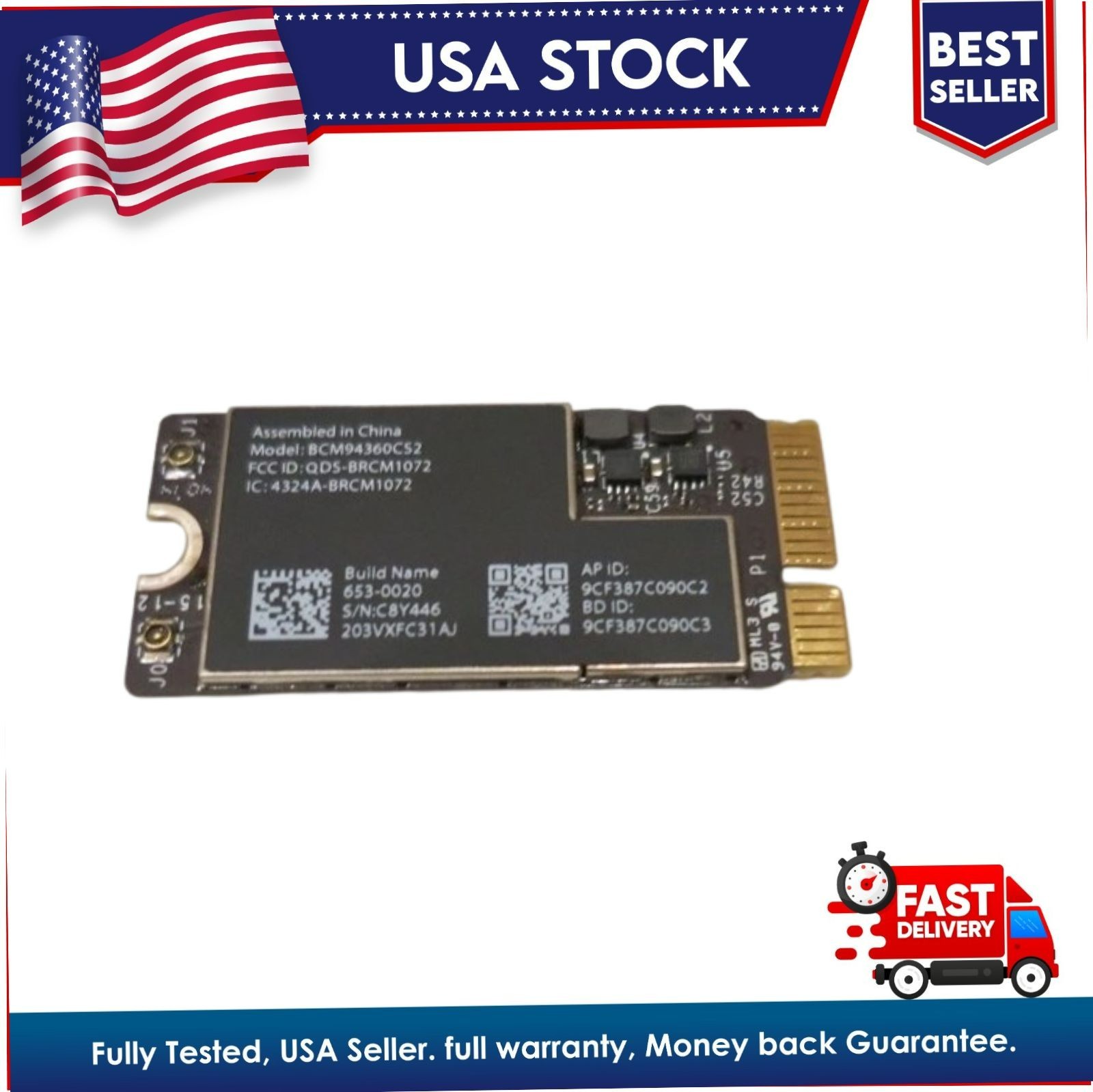 Apple A1465 A1466 653-0023 BroadCom BCM94360CS2 Wireless WIFI Bluetooth Card