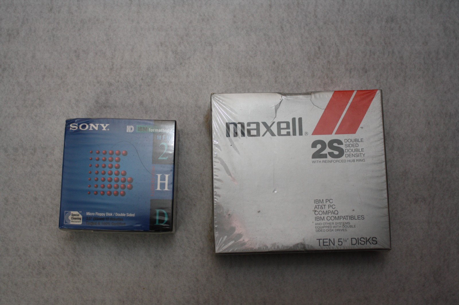Sony 3.5 Diskette formatted 10 Pack  & Maxell 5.25 Disks 10 Pack