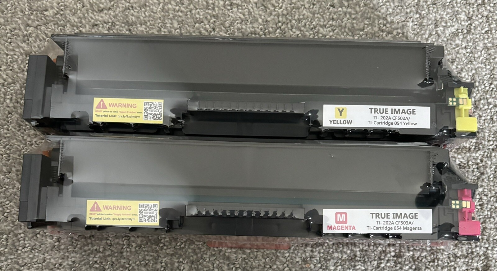 True Image TI-202A, CF502A & CF503A Cartridge Yellow & Magenta Toner Cartridge