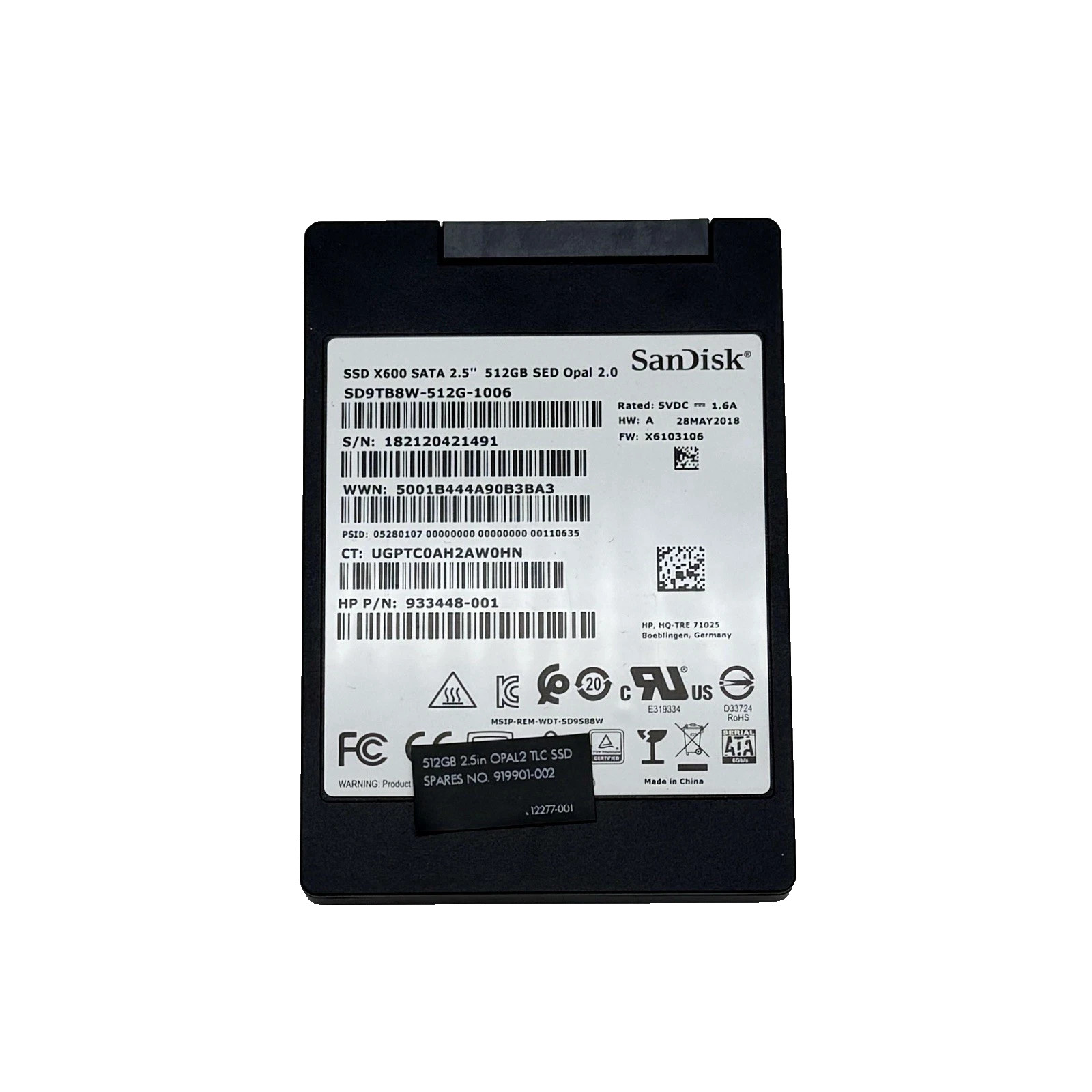 SanDisk X600 512GB SATA 6Gbps 2.5" SED Opal 2.0 SSD | SD9TB8W-512G-1006 | Tested
