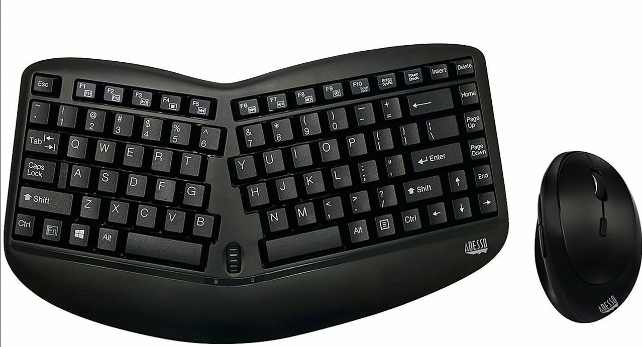 Adesso Tru-Form Media 1150 Wireless Ergo Mini Keyboard And Mouse Combo