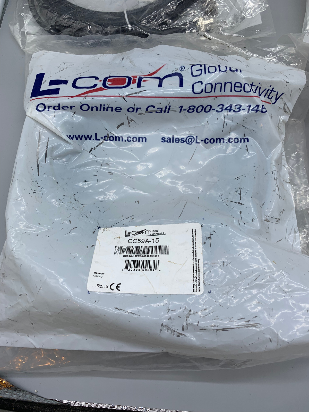 L-COM CC59A-15 BNC Male Male 15 ft RG59A Coaxial Cable New 15' LOT OF 6