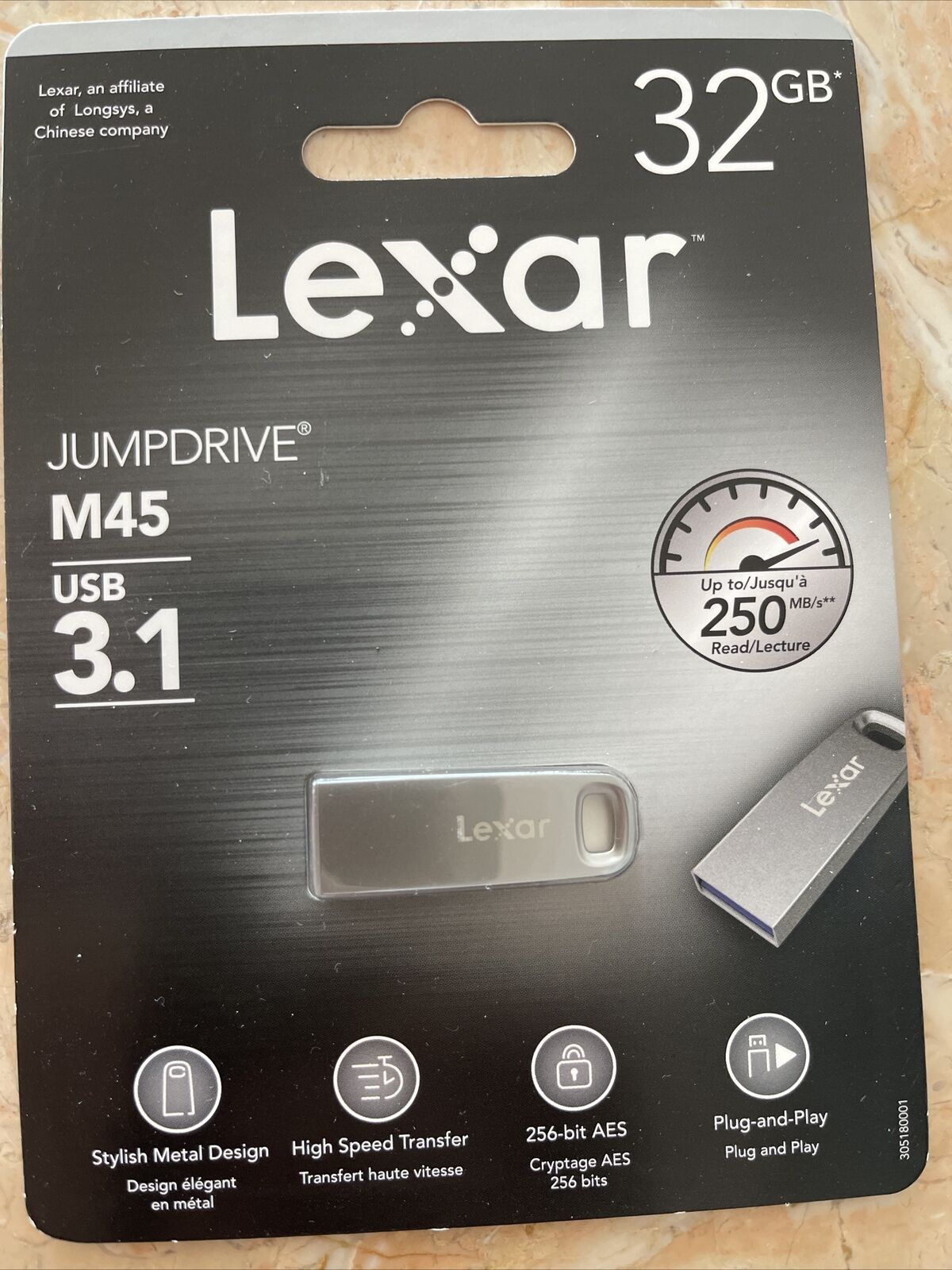 Lexar LJDM45-32GABSLNA 32gb Jumpdrive M45 Usb 3.1 Flash Drive Silver,New