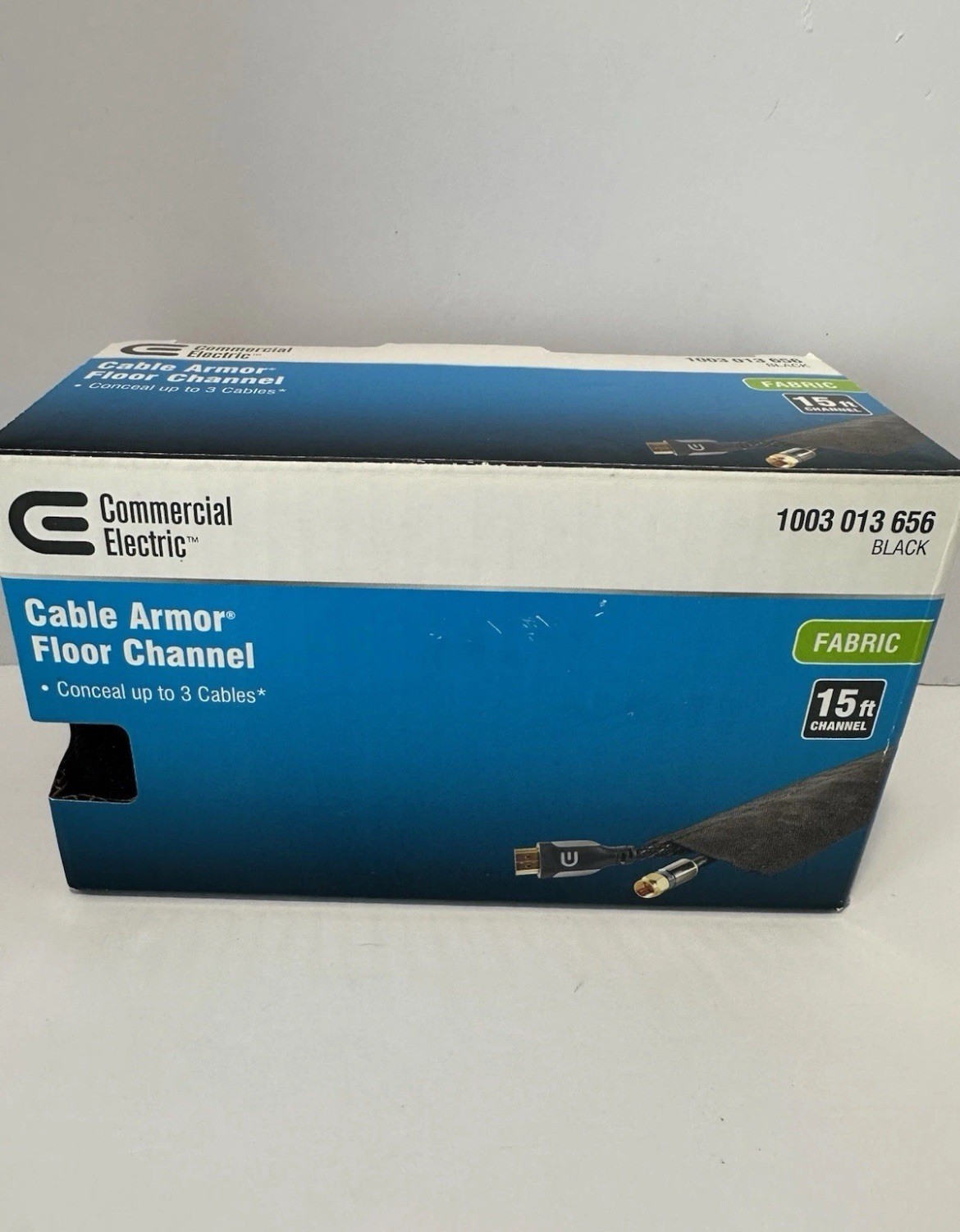 15 ft. Fabric Floor Cord Protector in Black