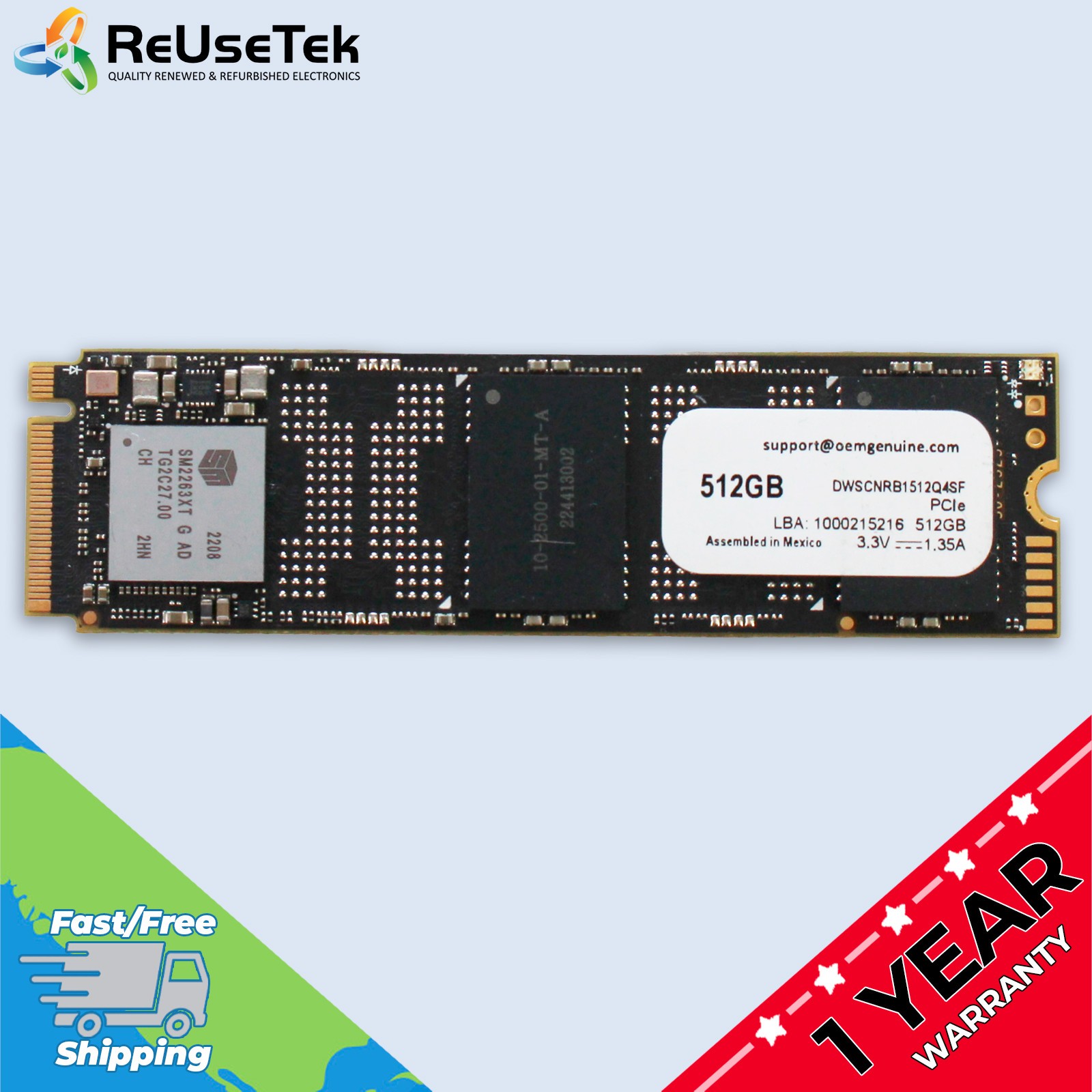 OEM GENUINE 512GB 2280 M.2 NVMe Internal PCIe PC/Laptop SSD | DWSCNRB1512Q4SF