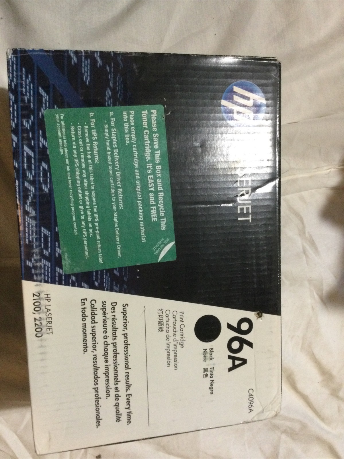 HP 96A Genuine C4096A Black Print Cartridge HP2100, 2200 GENUINE FACTORY SEALED