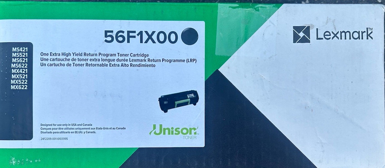 LEXMARK 56F1X00 Extra High Yield Return Toner Cartridge MS421 MX421 MX622 Black