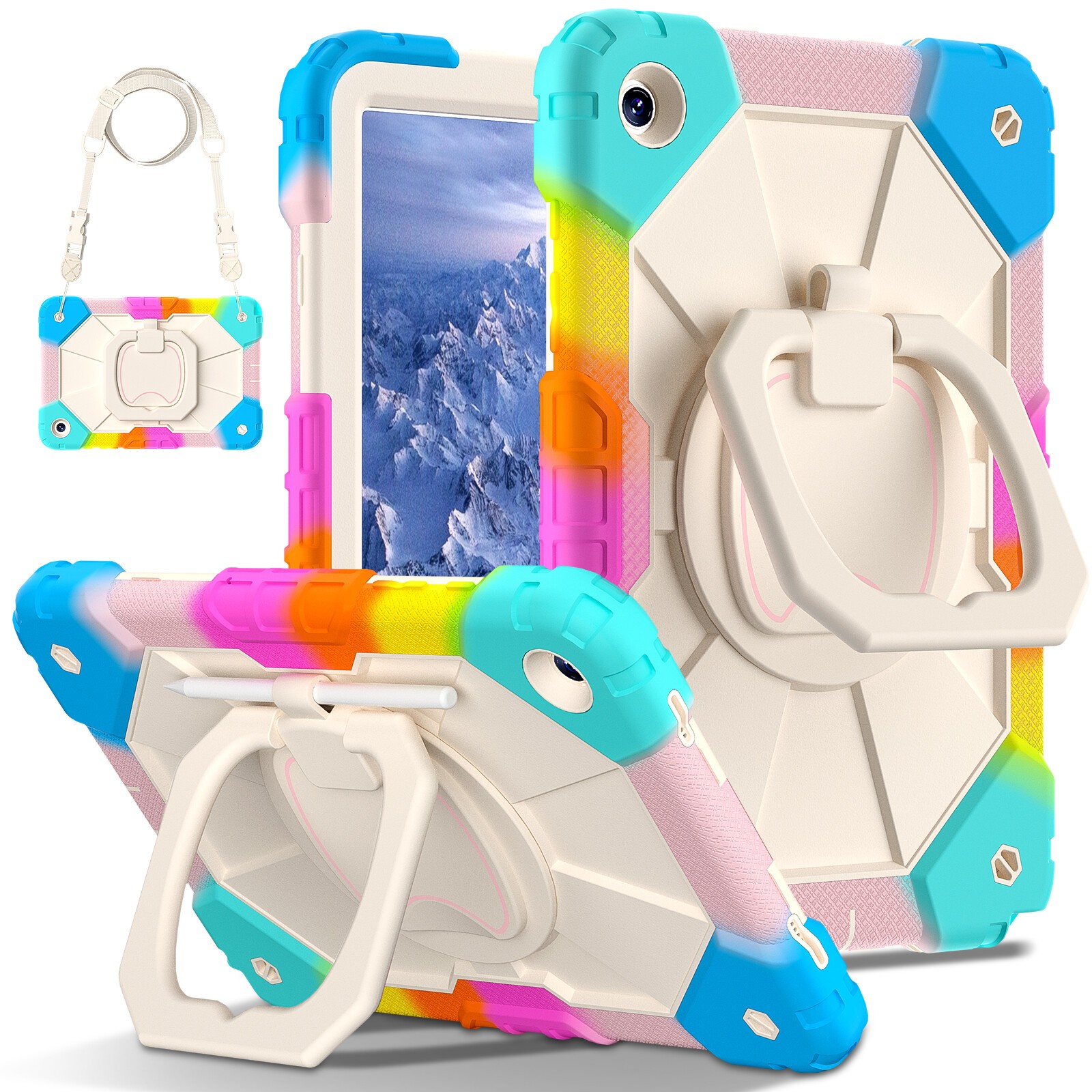 For Samsung Galaxy Tab A11+ A9 Plus/A9/ Heavy Duty Rotating Stand Case w/ Strap