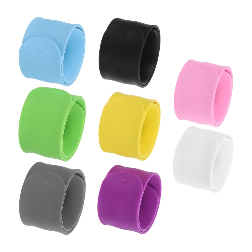 8Pcs Reusable Silicone Slap Bands for Wrapping Paper and Cable Bundling