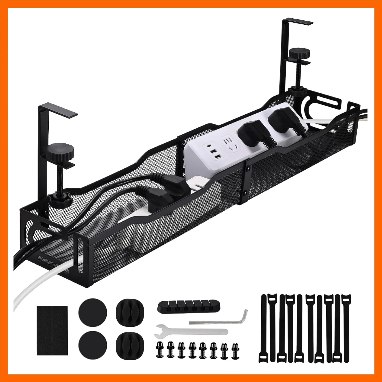 25.3 Inch Clamp-On Cable Management Tray for Stylish Workspace Organization
