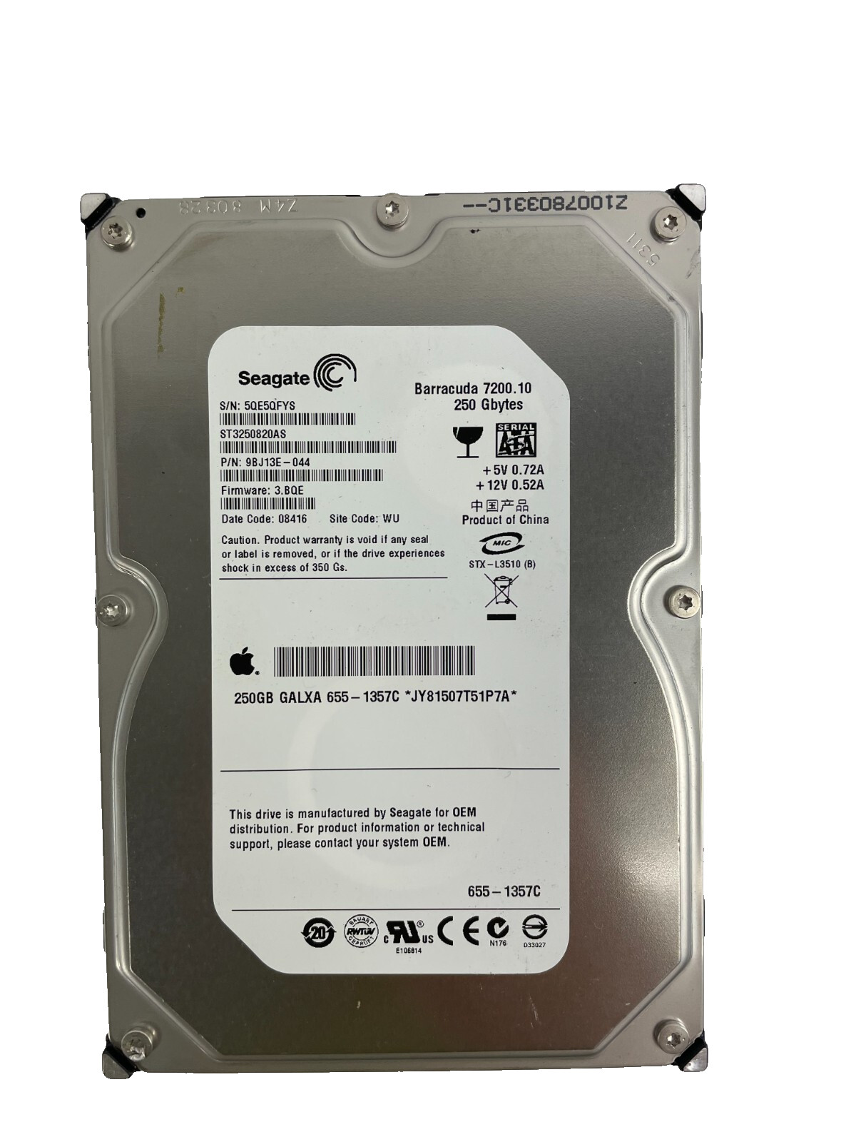 Seagate Model ST3250820AS Barracuda 7200.10 series  250 Gbytes Cache 8MB