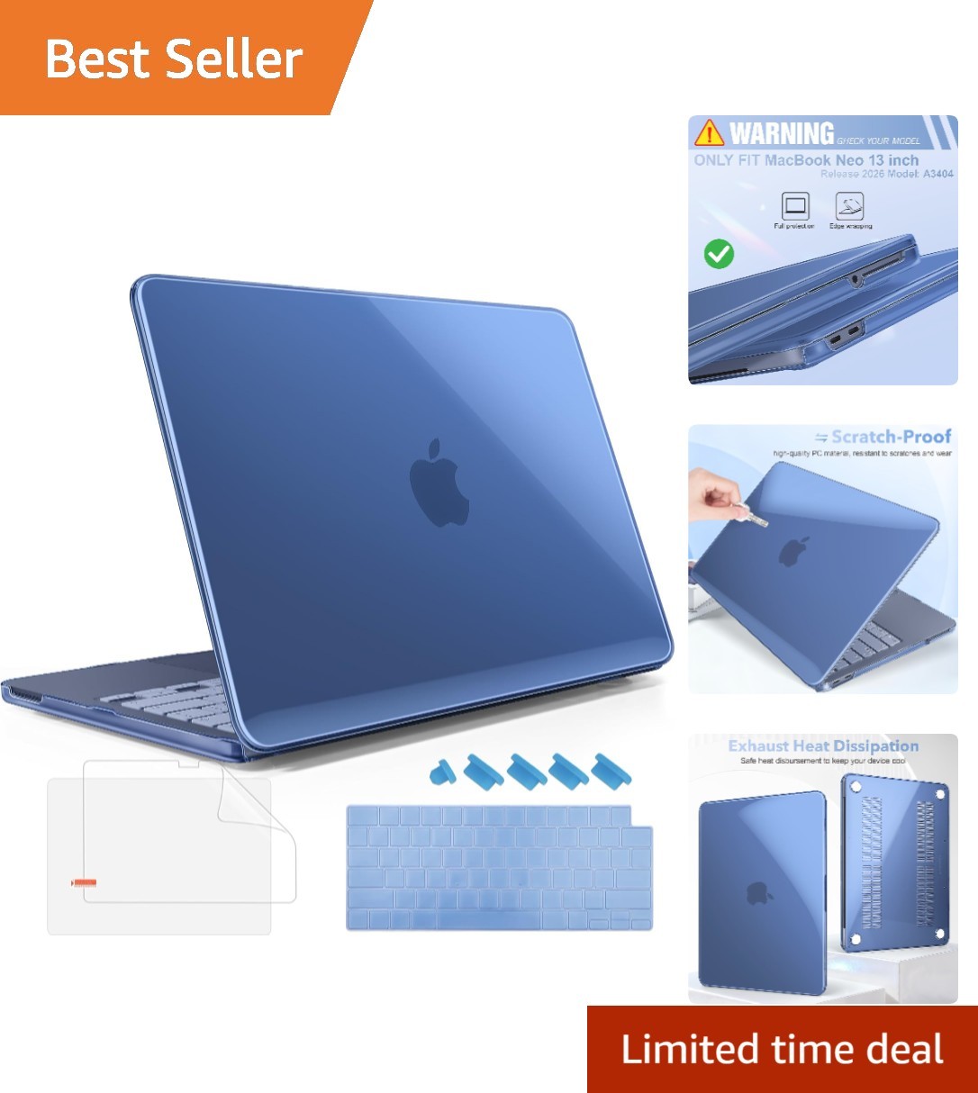 Crystal Indigo Slim Protective Case for MacBook Neo 13" A3404 - Lightweight D...