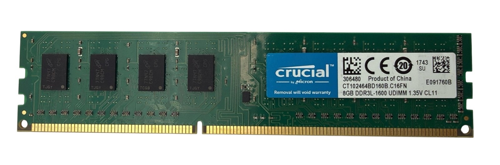 Crucial 8GB (1x8GB) PC3L-12800 DDR3-1600  Desktop Memory CT102464BD160B.C16FN