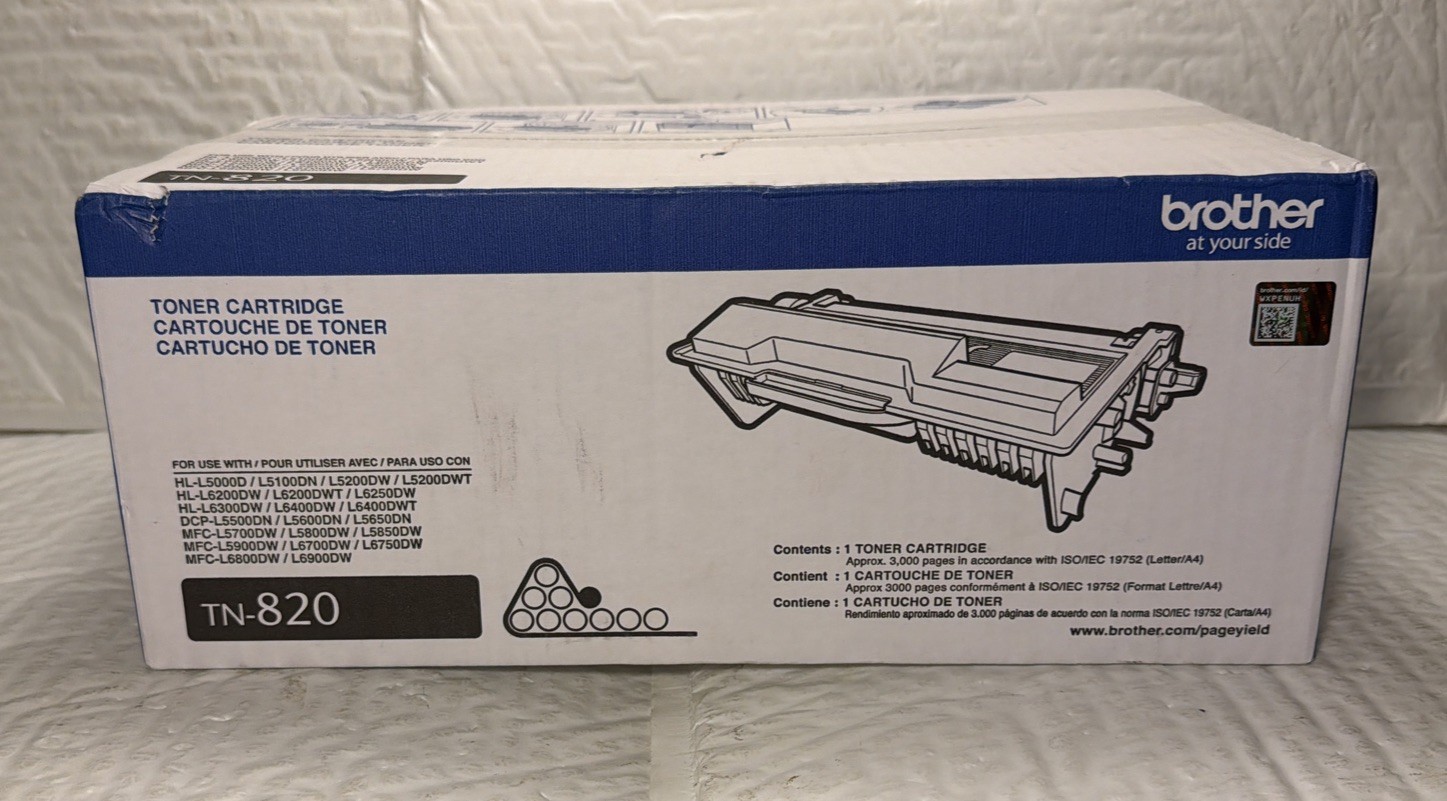 Brother Genuine TN-820 Toner Cartridge TN820 New Factory Sealed