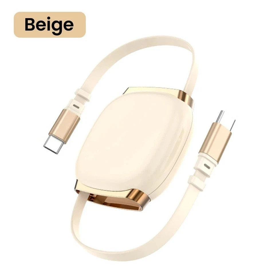 100W USB-C to USB-C Retractable Charger Cable Fast Charge Data Wire