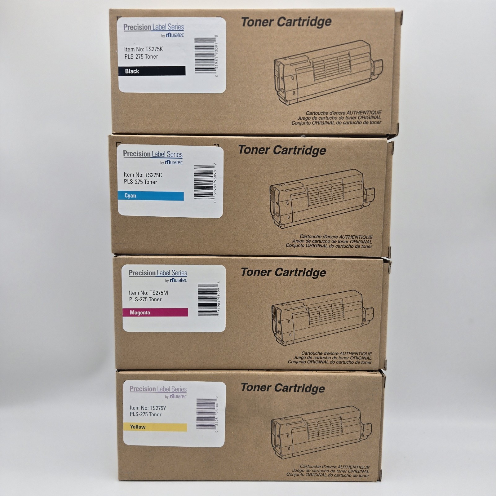 Muratec Precision Label Series PLS-275 Toner Cartridges TS275K TS275C TS275M 75Y