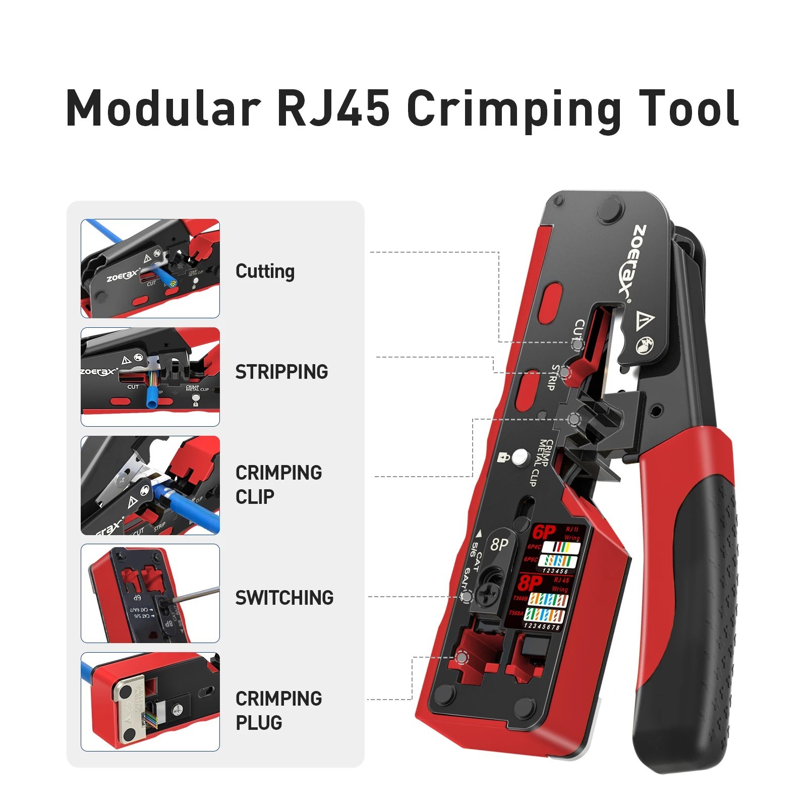 RJ45 Pass Through Crimping Tool for Network Cat6 Cat5-All in One RJ45 Crimper