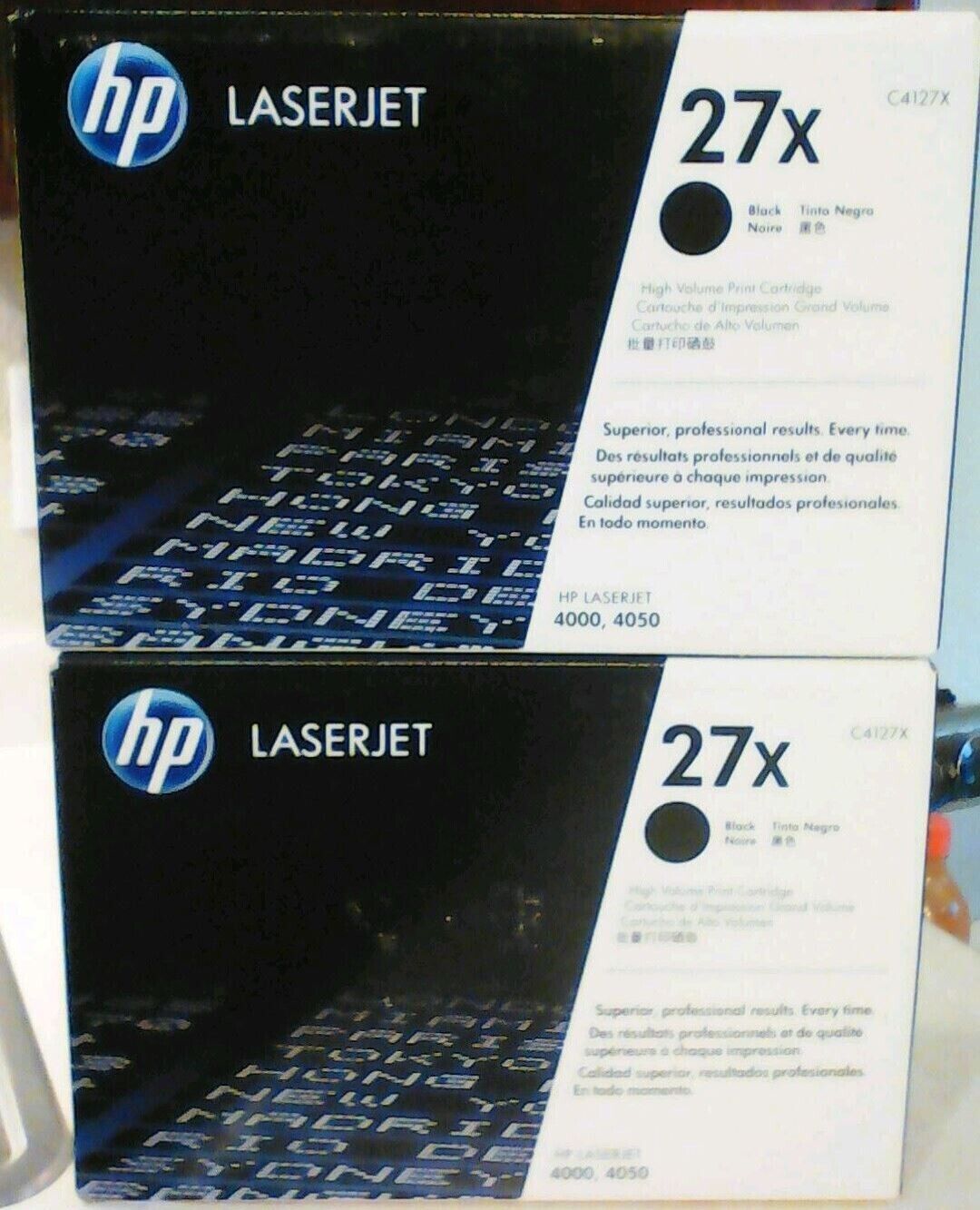 2 New Genuine Original OEM Factory Sealed HP 27X Laser Cartridges Black Boxes
