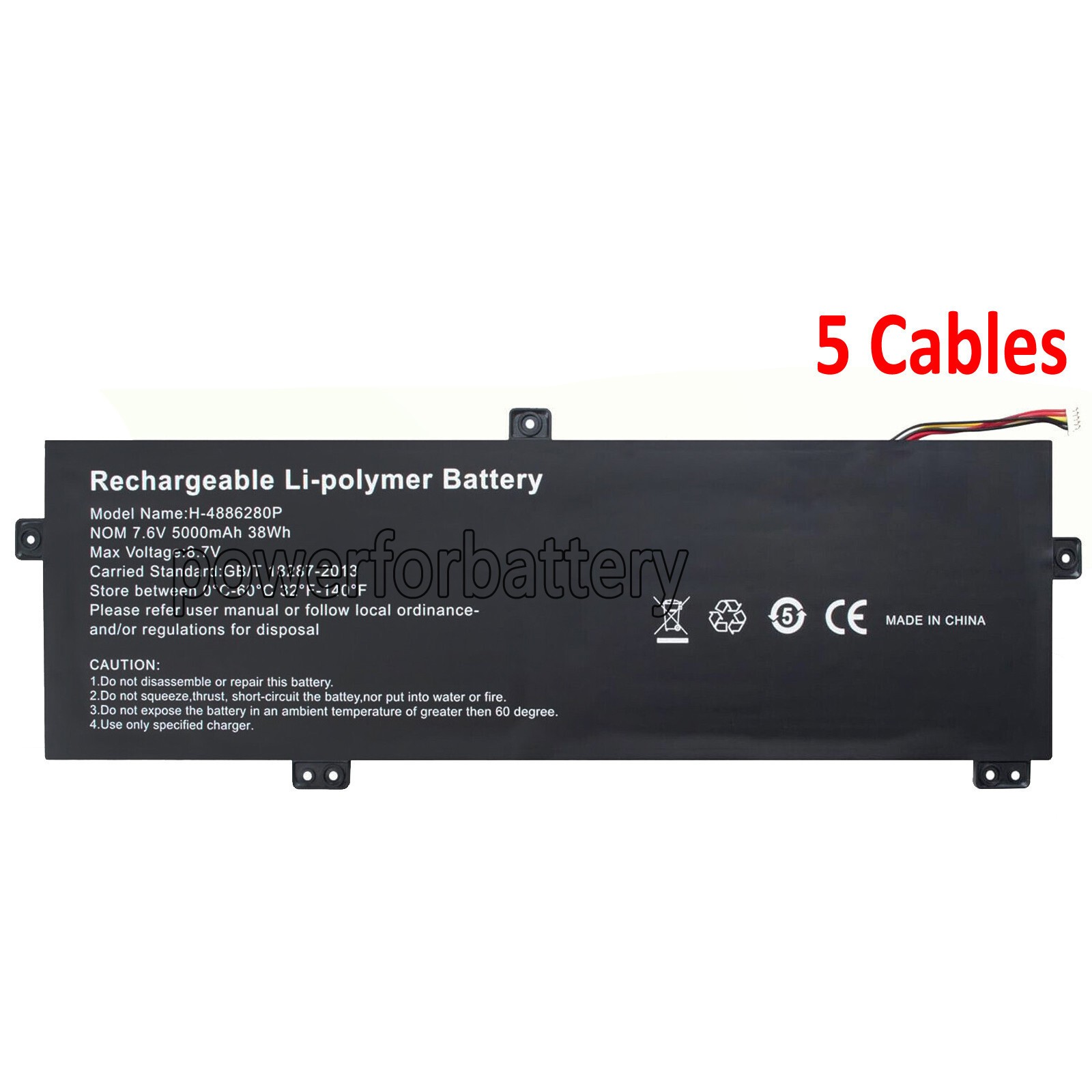 New U3576127pv-2s1p Battery for Gateway gwtn156-11bk Series - 7.6V 5000mAh 38Wh