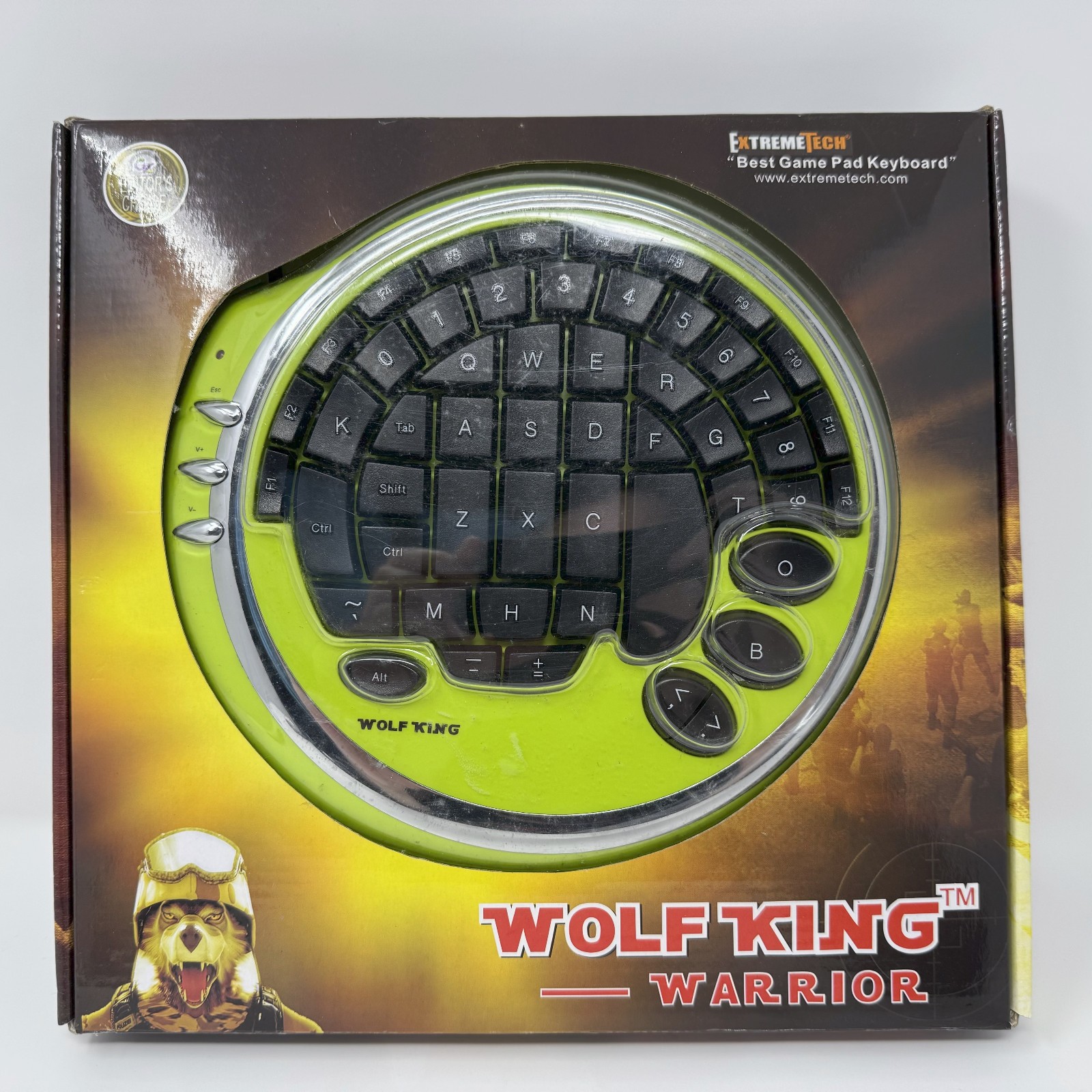 Wolf King Warrior Lime Green DK-2388U USB Gaming Keyboard Rare Tested