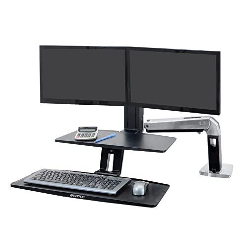 Ergotron – WorkFit-A Dual Monitor Standing Desk Converter, Sit Stand Workstation