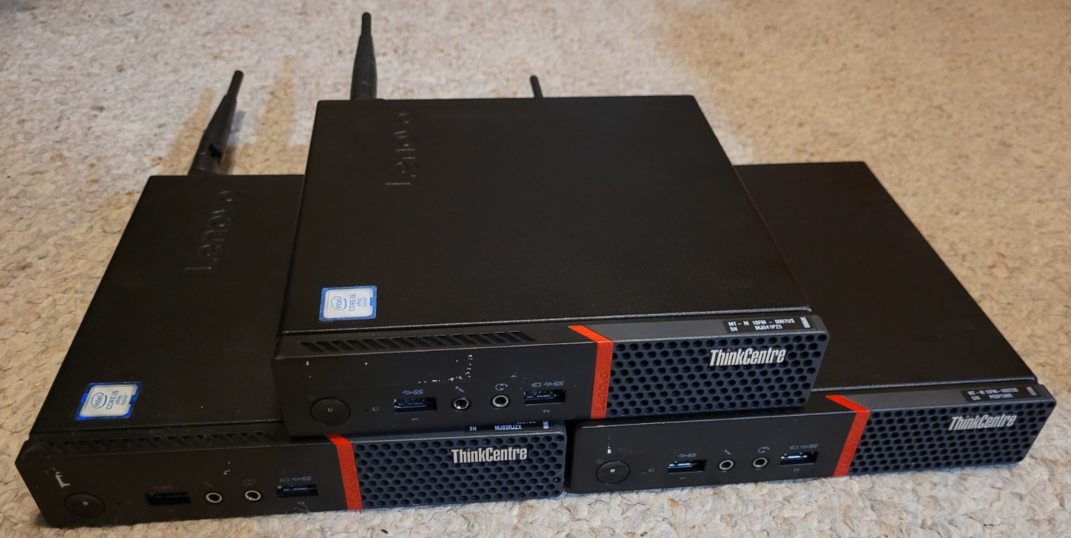 Lot of 3 Lenovo ThinkCentre Tiny M900 i5-6500T 8GB RAM No HDD